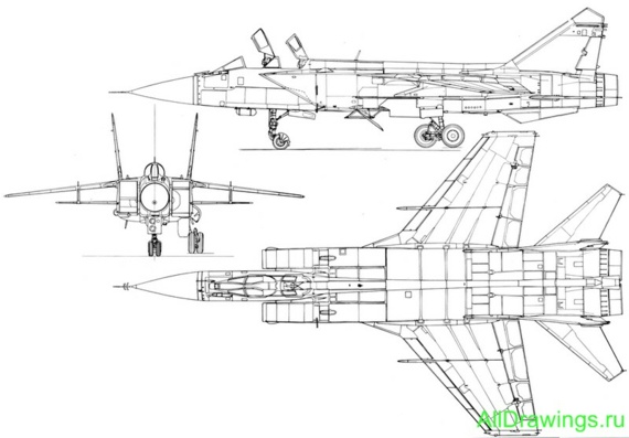 Микоян Гуревич МиГ-31 чертежи (рисунки) самолета